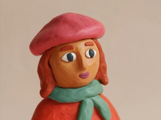French girl with bright orange clay hair, perfect Insta avatar.