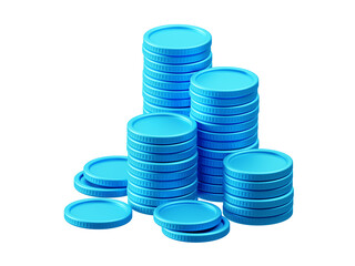 3D Coin Stack for Wealth Accumulation and Financial Stability Isolated on Transparent Png Background.