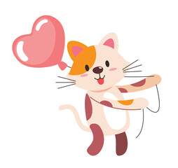 Cute Cat Holding a Heart illustration