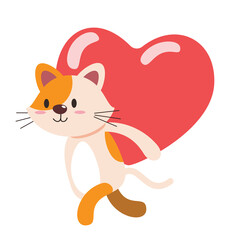 Cute Cat Holding a Heart illustration