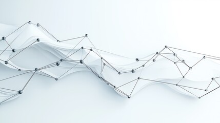 Abstract geometric network of interconnected nodes and lines on a white background, representing digital data flow.