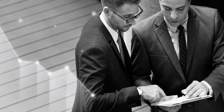 Professional businessmen talking in grayscale