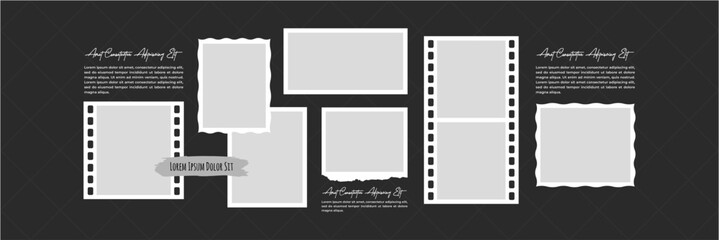 Pictures or photos frame collage layout abstract photo frames and digital photo wall template