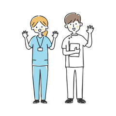 看護士や整体師の男性と女性