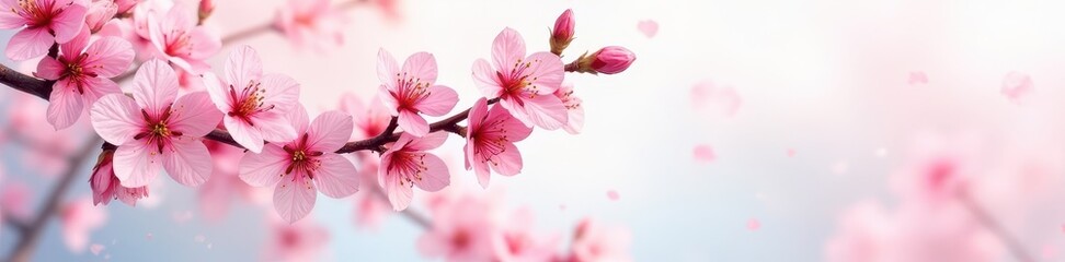 Obraz premium Delicate watercolor cherry blossoms, seamless repeat , pretty, soft
