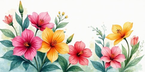 Loose, expressive watercolor strokes depict lush bouquet , design, art