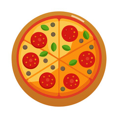 A delicious pizza isolated on transparent background