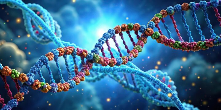 DNA unwinding at replication fork with histone proteins and RNA primers shown