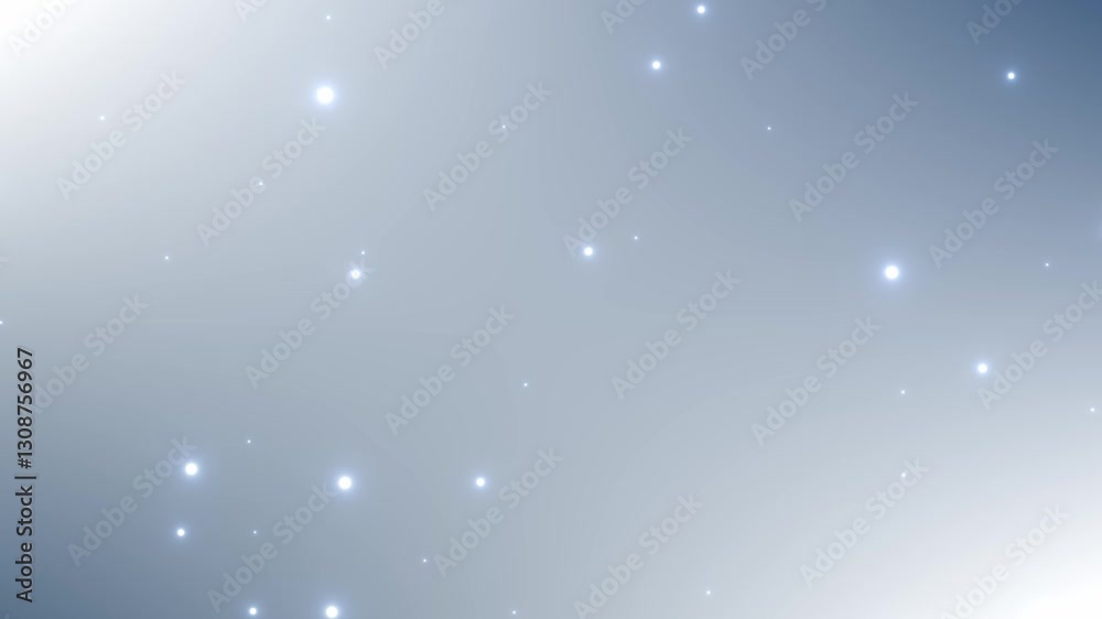 Poster magic energy floating light particles mystical animation, grey blue smooth gradient background