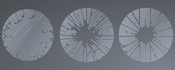 Vector glass shards on an isolated transparent background. Broken glass png, fragments png. Broken glass shatter and piece. Realistic vector illustration set of explode mirror shard fragment