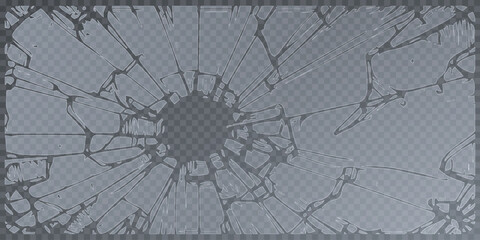 Broken glass shatter and piece. Realistic vector illustration set of explode mirror shard fragment. flying transparent sharp debris elements of smithereens beaten crystal or ice on dark background.