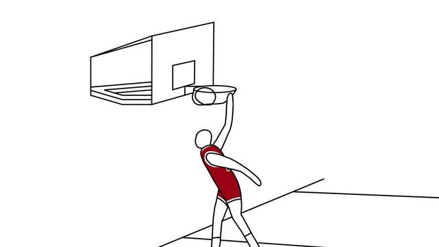 2D Animation of Basketball Dunk. Basketball Dunk video Animation. Iconic basketball moment Animation. Hand Drawn Animation