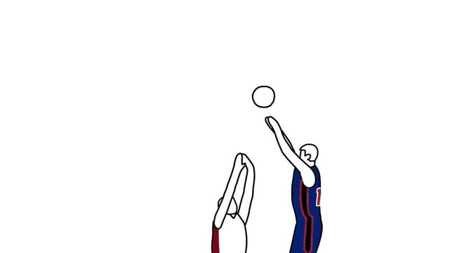 3 Point Shoot in Animation. Basketball Point in 2D Animation. Hand Drawn Animation