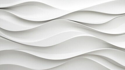 Fototapeta premium Abstract white wavy 3D background with soft curves, creating a modern and minimalist aesthetic for design projects.