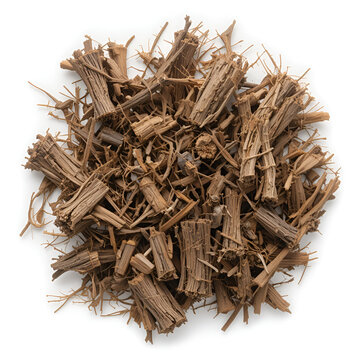 Organic dry barks of Indian Jalap or Nishodh or Operculina turpethum isolated on white background