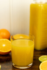 Healthy orange juice. A glass of juice on the table. Orange diet