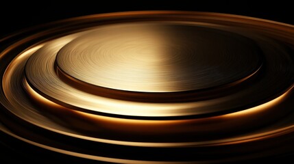 Abstract golden circular patterns with radiating light and texture elements concept
