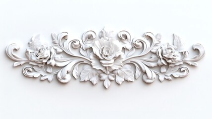 Obraz premium Elegant White Floral Relief Decoration for Home Interior Design
