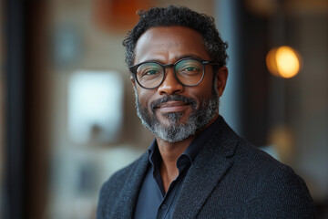 Obraz premium Portrait of a adult black man business man with glasses