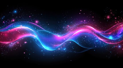 Fototapeta premium Abstract Image Featuring Colorful Wavy Light Streaks Against Black