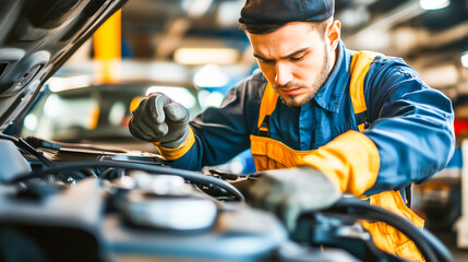 An automotive technician conducting a comprehensive service to ensure the vehicle operates optimally and safely on the road
