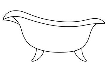 Bath. Enameled bathing container of round shape with sides and legs. Sketch. Vector illustration. Outline on isolated white background. Doodle style. Coloring for children. Idea for web design.