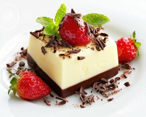 Bavarian Cream Delight: A Epicurean Dessert with Decadent Chocolate Decorations