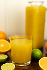 Healthy orange juice. A glass of juice on the table. Orange diet