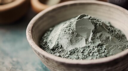 Bentonite Clay. DIY Facial Mask with Gray Clay Texture for Natural Beauty Treatment