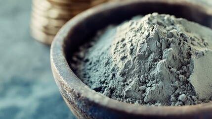 Bentonite Clay Mask. DIY Facial Treatment with Natural Gray Clay Texture for Homemade Spa Experience