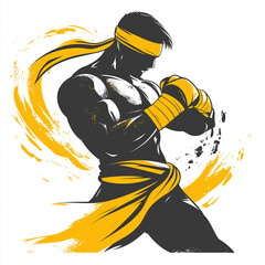 Vector illustration of a man martial art sport logo design on white background