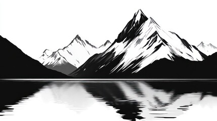 Snowy mountain range reflected in calm lake (1)