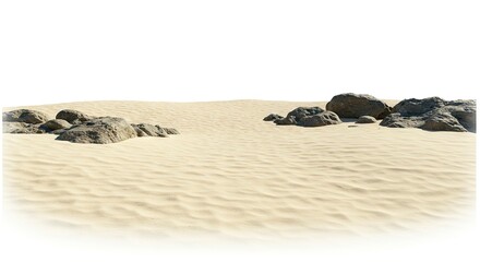 Sand Dunes Landscape with Rocks and Light Patterns Creating Arid Scenery