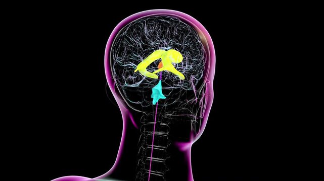 Human brain ventricles, animation