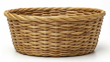 Finely woven wicker basket, featuring a classic circular shape