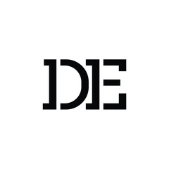 DE monogram logo design letter text name symbol monochrome logotype alphabet character simple logo