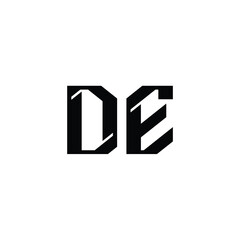 DE monogram logo design letter text name symbol monochrome logotype alphabet character simple logo