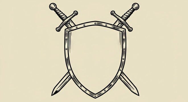recommend clip art: Shield and Crossed Swords Illustration Classic Heraldic Design Element