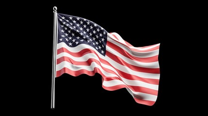 Obraz premium Waving American flag on a black background, symbolizing freedom, patriotism, and national pride.