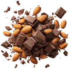 chocolate bar with nuts isolated on transparent background