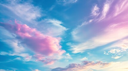 Obraz premium Bright magenta and sky blue clouds, vibrant and bold with glossy finish