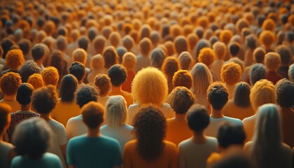 Obraz premium Golden-haired individual in large crowd