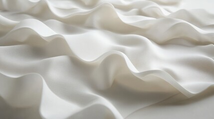 Obraz premium Soft white silk fabric with elegant flowing waves and textured folds in close-up view