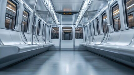 Empty modern subway car interior. (3)