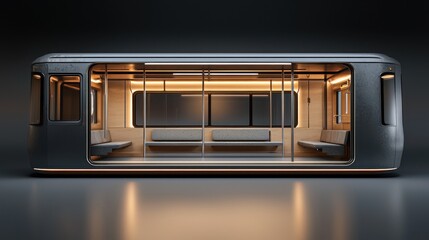 Obraz premium Modern futuristic train car interior design.