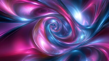 Fototapeta premium Bright neon pink and blue swirls, vibrant and energetic with glossy texture