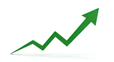 Green Arrow Pointing Upward Symbolizing Business Growth and Positive Trend