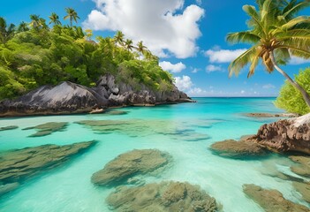 Obraz premium tropical beach with palm trees