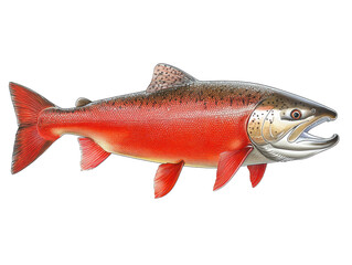 Isolated Detailed Trout Illustration