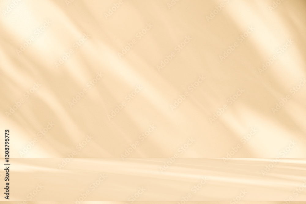 Aufkleber wall interior background, studio and backdrops show products. with leaf shadow from window color bei